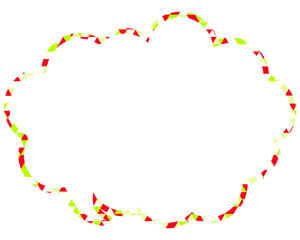 ステンドグラス風吹き出し　三角形模様　丸みのある雲形
