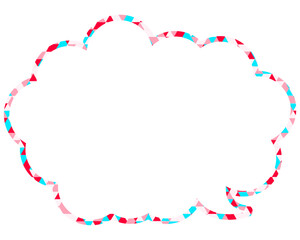 ステンドグラス風吹き出し　三角形模様　丸みのある雲形