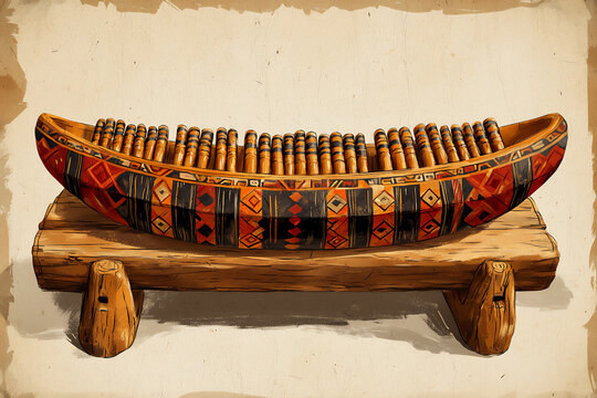 minimalist illustration of a stylized panpipes (zampona), andean instrument, simple lines