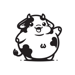 Cute Fat Cow Mascot Logo – Funny Cartoon Animal Design for Farm, Dairy or Kids Brand