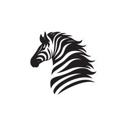Black Zebra Silhouette with Smooth Curves on White Background