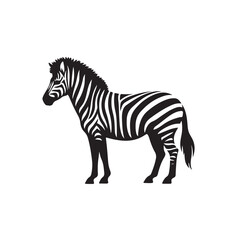 Black Zebra Silhouette on White Background