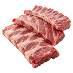 Obraz premium Fresh uncooked beef back ribs with marbled texture and a hearty savory appearance ready for cooking