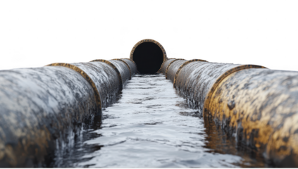 Wastewater white background png for industry pollution concept.