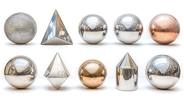 Polished metal geometric shapes - Powered by Adobe