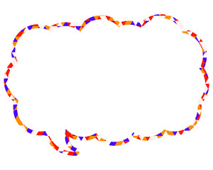 ステンドグラス風吹き出し　三角形模様　細長い雲形