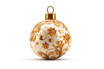 Elegant Gold and White Christmas Ornament Festive Holiday Decoration