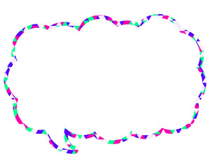 ステンドグラス風吹き出し　三角形模様　細長い雲形