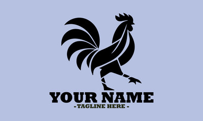 Fototapeta premium silhouette rooster vector design, illustration rooster logo art and template