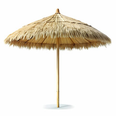 Straw Beach Umbrella Isolated on a White Background