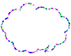 ステンドグラス風吹き出し　三角形模様　丸みのある雲形
