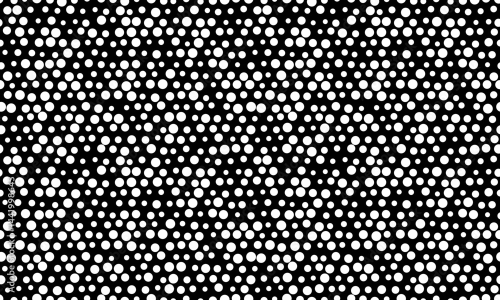 Poster abstract monochrome polka dot pattern. seamless texture of varying sized circles creating a dynamic,