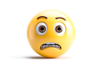 Anxious Yellow Emoticon Showing Fear and Worry