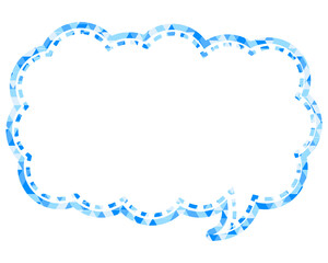 ステンドグラス風吹き出し　三角形模様　細長い雲形