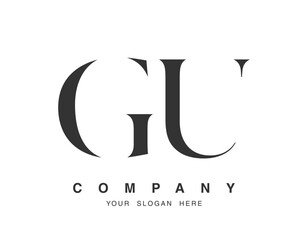 GU logo design. Initial letter g and u serif font style. Creative classic company name typography. Trendy logotype or identity.