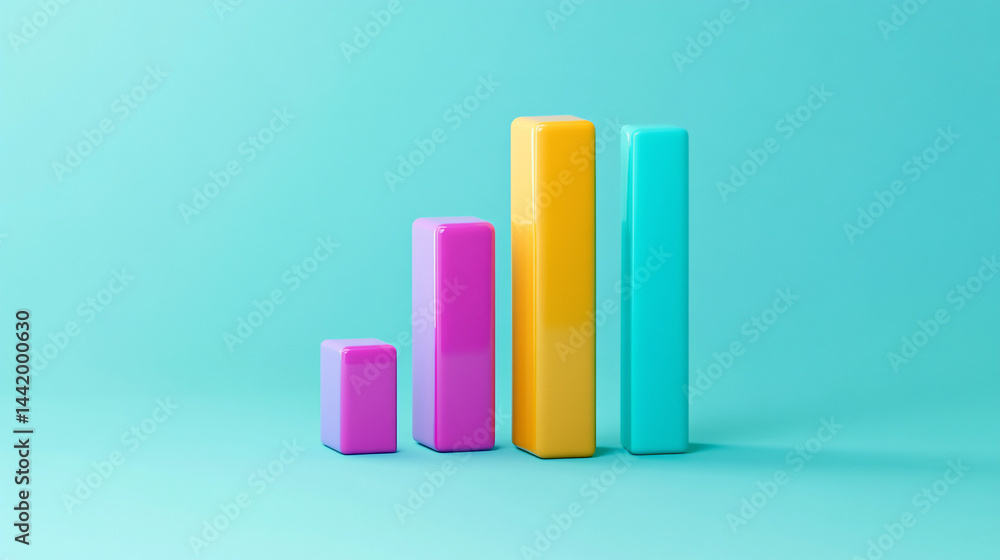 Aufkleber colorful 3d bar graph showing growth, progress, and increasing data.
