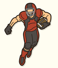 American Football Player Jumping Cartoon Sport Graphic Vector