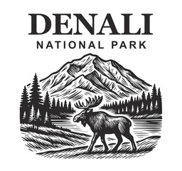 denali national park vector illustration