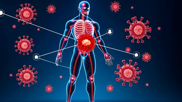 Immune, cell response, system activation. Body defense. Viruses attack human organs critically. Antibodies neutralize infection effectively. Immunity boost enhances overall health.
