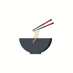 Japanese noodles flat icon with long shadow Vector