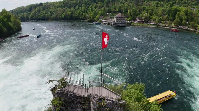 Drone flight around the Rhine Falls in Switzerland
