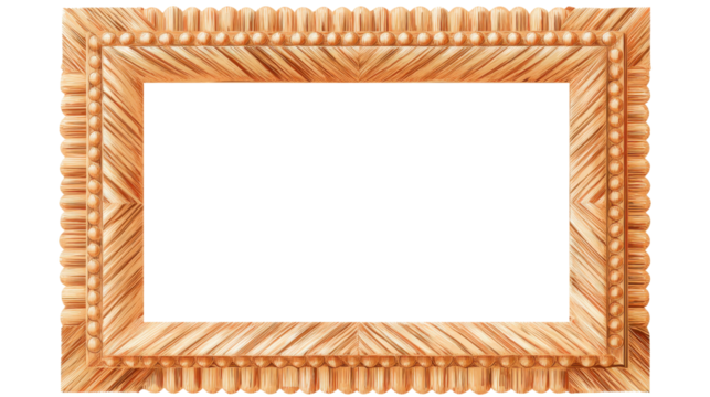 Beautifully crafted wooden frame featuring an intricate symmetrical carved pattern in a warm natural tone