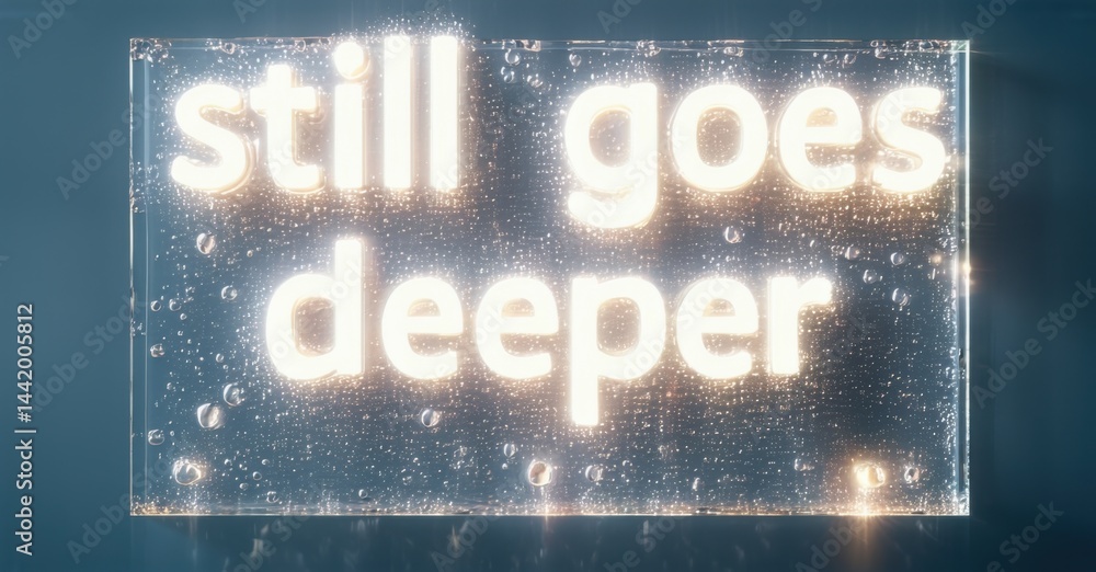 Fototapete Bright text reads still goes deeper within translucent block. Sparkling effects, blue background create dramatic visual.