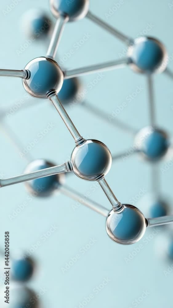 Poster a close up of a blue molecule with a clear center. the molecule is surrounded by other molecules, cr