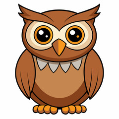 owl, bird, animal, cartoon, vector, illustration, cute, nature, art, icon, brown, character, wise, eyes, feather, design, drawing, glasses, beak, wing, wild, book, fun, wildlife, night