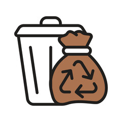 Modern linear style icon of waste recycle bin