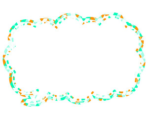 ステンドグラス風吹き出し　三角形模様　細長い雲形