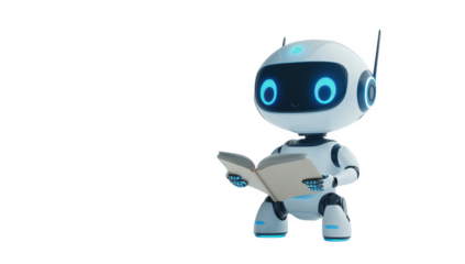 AI robot learning png isolated object background for development purpose.