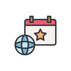 Event organizer colored icons, minimalist vector illustration ,simple transparent graphic element .Isolated on white background