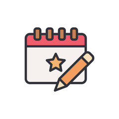 Event organizer colored icons, minimalist vector illustration ,simple transparent graphic element .Isolated on white background