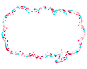 ステンドグラス風吹き出し　三角形模様　細長い雲形