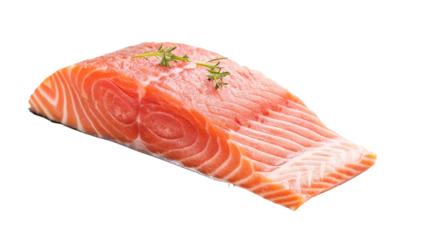 A fresh fillet of fatty salmon fish to grill isolated on transparent background