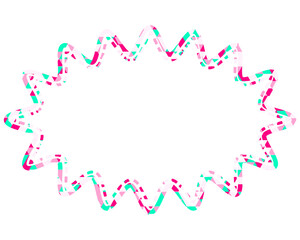 ステンドグラス風吹き出し　三角形模様　細長い丸みのあるギザギザした形