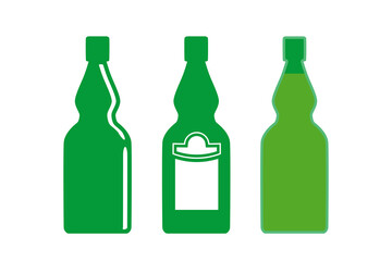 Beer glass bottles isolated on white background. Vector clipart
