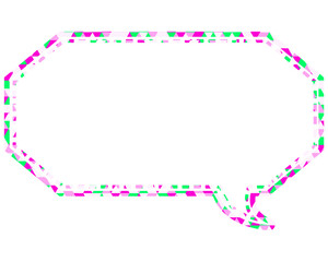 ステンドグラス風吹き出し　三角形模様　細長い八角形