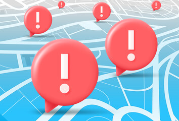Abstract city map with speech clouds. Communication concept. 3d vector illustration