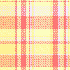 Soft pastel plaid pattern in yellow and coral.  Ideal for textile design, fashion, websites, or springsummer projects.  A cheerful, seamless texture evoking feelings of warmth and optimism.