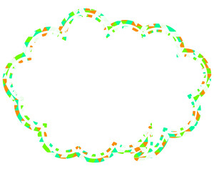 ステンドグラス風吹き出し　三角形模様　丸みのある雲形