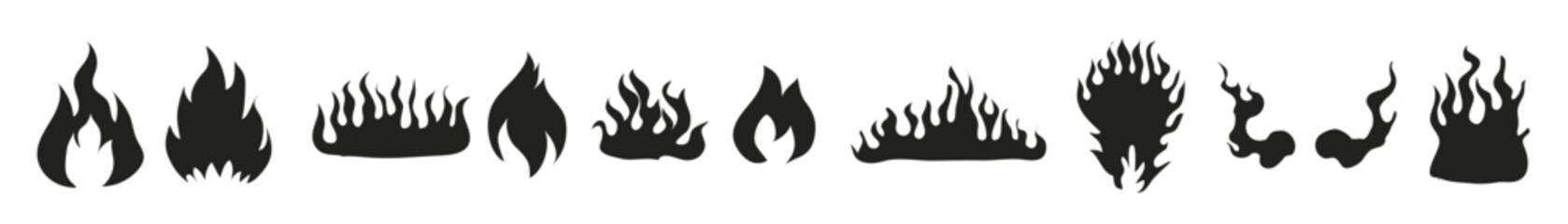 Fire flames, set vector icons