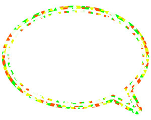ステンドグラス風吹き出し　三角形模様　丸形