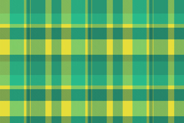 Scarf seamless fabric textile, top vector check texture. Square pattern tartan background plaid in teal and yellow colors.