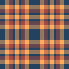 Infinity background pattern tartan, deep textile texture check. Rural seamless fabric plaid vector in orange and cyan colors.