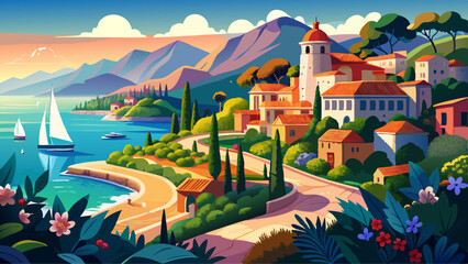 beautiful mediterranean landscape, french riviera