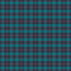 Adorable texture background pattern, mosaic seamless vector check. Mesh plaid tartan textile fabric in dark and cyan colors.