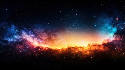 Stunning view of a vibrant and colorful nebula in deep space with bright stars and celestial clouds creating a mesmerizing cosmic scene