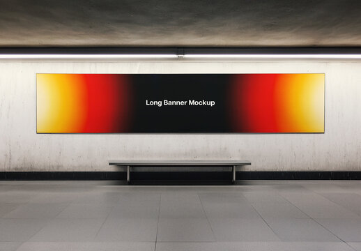 Long Wall Banner Mockup With Generative AI